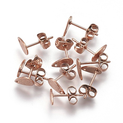 Ion Plating(IP) 304 Stainless Steel Stud Earring Findings STAS-O119-12A-RG-1