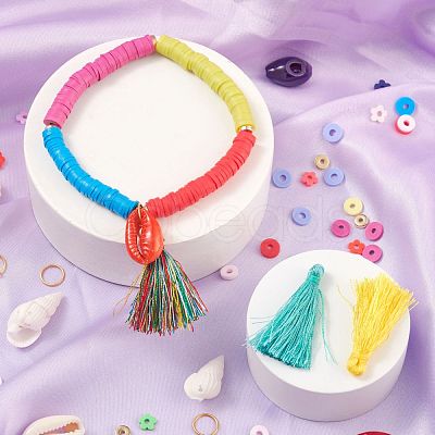 DIY Tassel Charm Heishi Beads Jewelry Set Making Kit DIY-FS0002-39-1