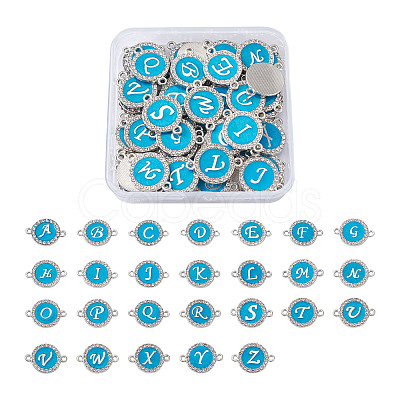 26 Letters Alloy Enamel Links Connectors ENAM-TA0002-19B-1