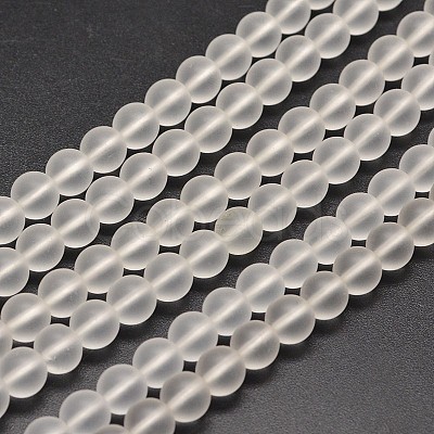 Frosted Synthetic Quartz Round Bead Strands PIEG-J002-07-4mm-1