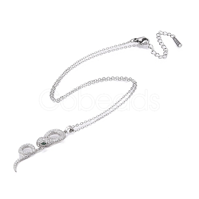 Brass Micro Pave Clear Cubic Zirconia Snake Pendant Necklaces NJEW-M080-04-1