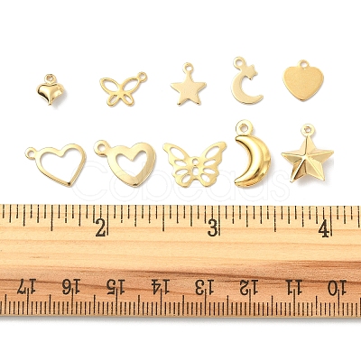 60Pcs 12 Style 304 & 201 Stainless Steel Charms STAS-FS0001-40-1