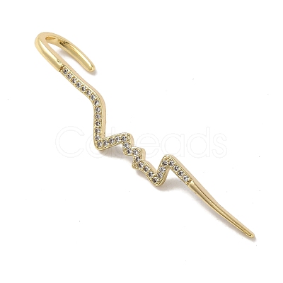 Brass Micro Pave Clear Cubic Zirconia Ear Wrap Crawler Hook Earrings for Women EJEW-C097-01G-02-1