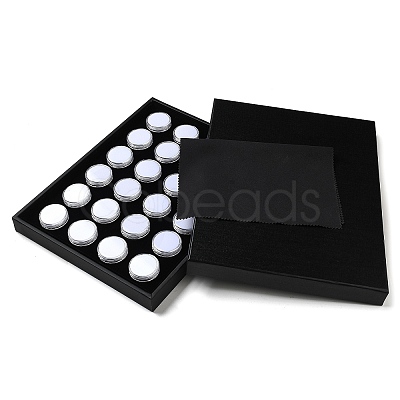 Wood Jewelry Display Case Box with 24 Mini Column Plastic Screw Top Foam Gem Jars CON-NH0001-04A-1