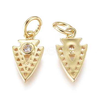 Brass Micro Pave Cubic Zirconia Charms KK-D159-08G-1