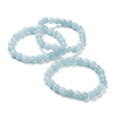 Dyed Natural Jade Beaded Stretch Bracelets BJEW-A117-C-13-1