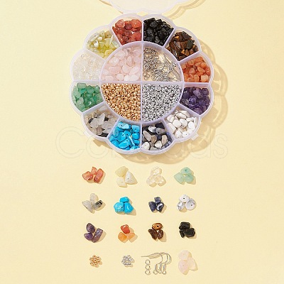 DIY Gemstone Chips Earring Making Kit DIY-FS0003-19-1