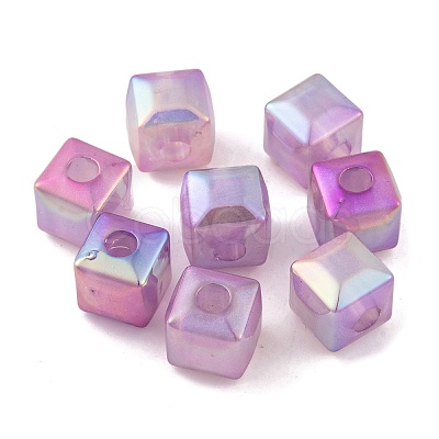 UV Plating Rainbow Iridescent Acrylic Beads PACR-C009-03E-1