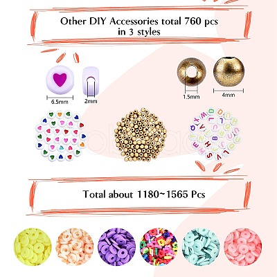 1633Pcs Disc/Flat Round & Flower Polymer Clay Beads CLAY-SZ0001-75-1