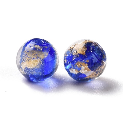 Handmade Gold Foil Lampwork Glass Beads FOIL-E003-02D-1