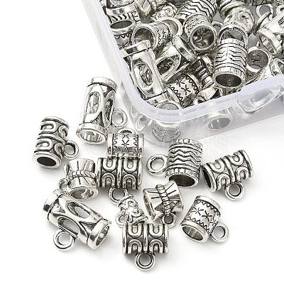 60Pcs 6 Style Tibetan Style Alloy Tube Bails FIND-YW0003-17-1