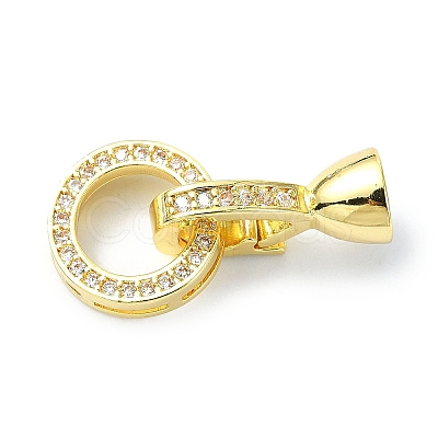 Rack Plating Brass Pave CLear Cubic Zirconia Fold Over Clasps KK-M282-47G-1