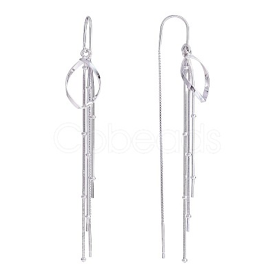 Anti-Tarnish Rhodium Plated 925 Sterling Silver Teardrop with Chain Tassel Dangle Earrings JE1044A-1