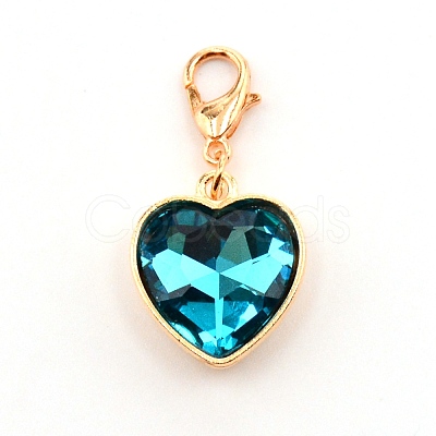 Heart Glass Pendant Decorations HJEW-WH0036-19C-1