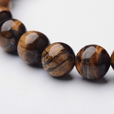 Natural Tiger Eye Beaded Stretch Bracelets X-BJEW-F203-04-1