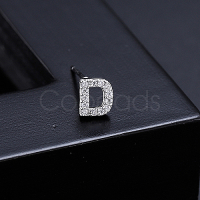 Platinum Brass Micro Pave Cubic Zirconia Stud Earrings XI6969-4-1