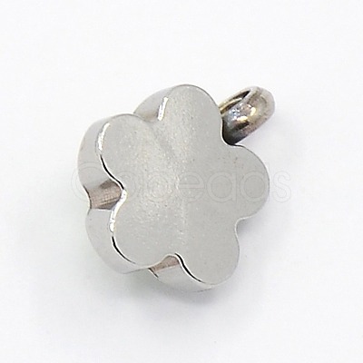 201 Stainless Steel Rhinestone Flower Charm Pendants RB-M030-03F-1