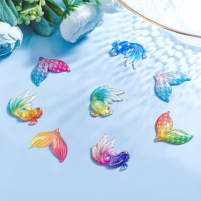 SUNNYCLUE 48Pcs 2 Style Transparent UV Printed Acrylic Pendants TACR-SC0001-08-1