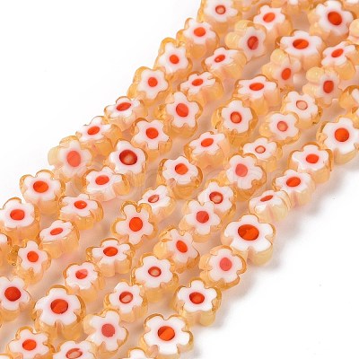 Handmade Millefiori Glass Bead Strands LAMP-J035-6mm-77-1