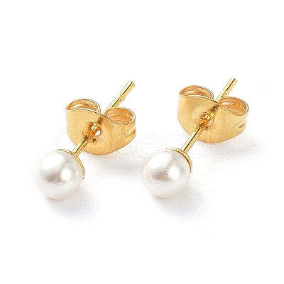 Plastic Imitation Pearl Stud Earrings STAS-D0001-03-G-B-1