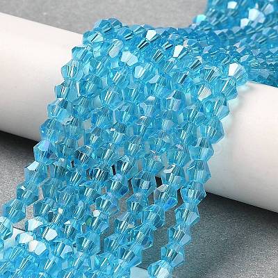 Transparent Electroplate Glass Beads Strands EGLA-A039-T4mm-B19-1