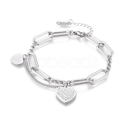 304 Stainless Steel Charm Bracelets BJEW-K219-04P-1