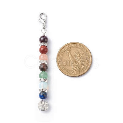 7 Gemstone Beaded Pendant Decoration HJEW-JM00758-1