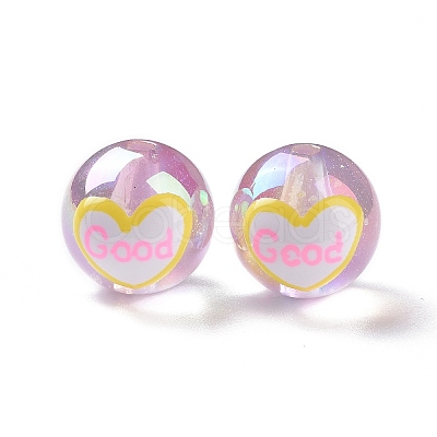 UV Plating Rainbow Iridescent Transparent Acrylic Beads with Enamel OACR-P014-03A-1