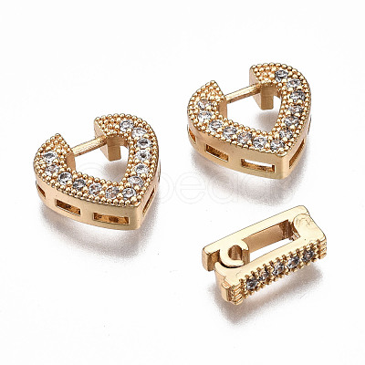 Brass Micro Pave Clear Cubic Zirconia Fold Over Clasps KK-T063-66G-NF-1