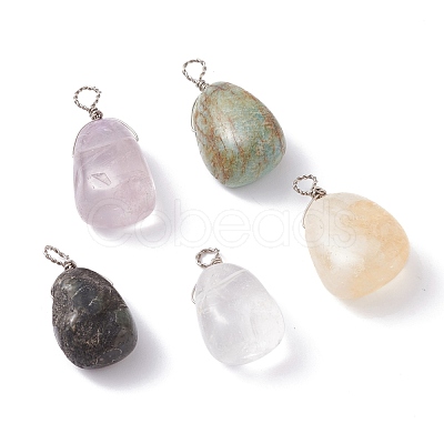 Natural Gemstone Pendants PALLOY-JF01160-1