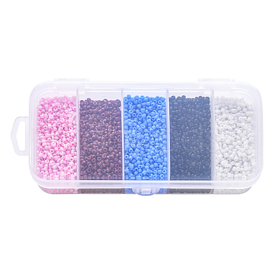 6000Pcs 5 Colors Glass Seed Beads SEED-YW0001-15A-1