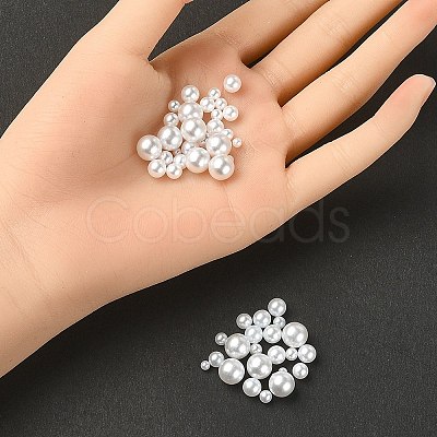 300Pcs 6 Styles No Hole ABS Plastic Imitation Pearl Round Beads MACR-YW0002-57-1