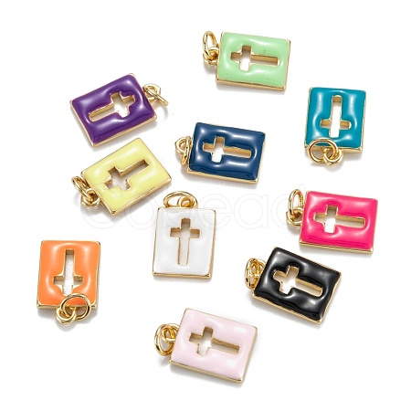 Brass Enamel Charms KK-G399-12-1