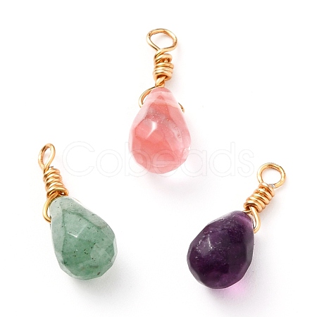 Wire Wrapped Faceted Natural & Synthetic Mixed Stone Pendants X-PALLOY-JF00541-1