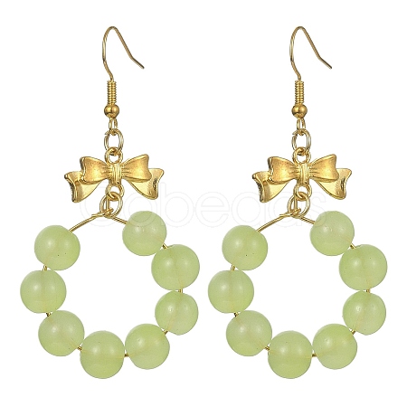 Imitation Jade Glass Beaded Ring Dangle Earrings EJEW-JE05567-04-1