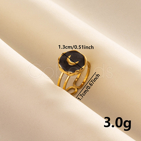 Elegant 304 Stainless Steel Enamel Cuff Ring TT6114-3-1