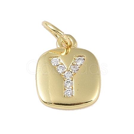 Rack Plating Brass Micro Pave CLear Cubic Zirconia Charms KK-E110-14G-Y-1