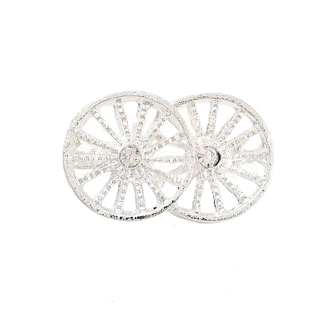 Rack Plating Brass Pave Clear Cubic Zirconia Double Wheel Links Connector Charms KK-S379-07S-1