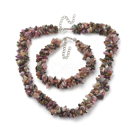 Natural Tourmaline Beaded Necklaces and Bracelets SJEW-Q034-01-1