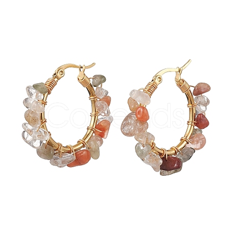 Natural Rutilated Quartz Hoop Earring EJEW-JE05709-06-1