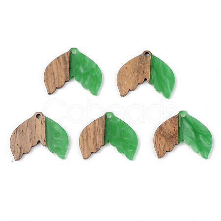 Opaque Resin & Walnut Wood Pendants RESI-S389-017A-C03-1
