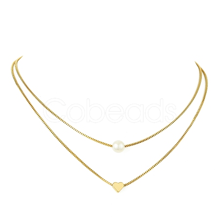 Brass Double Layer Necklace NJEW-JN04918-1