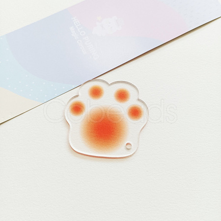 Gradient Color Transparent Acrylic Cat Paw Keychains ZXFQ-PW0003-25A-1