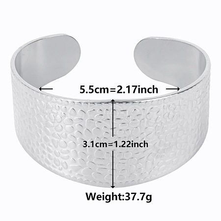 Non-Tarnish Stylish European and American Texture 304 Stainless Steel Cuff Bangles for Women BB1521-1-1