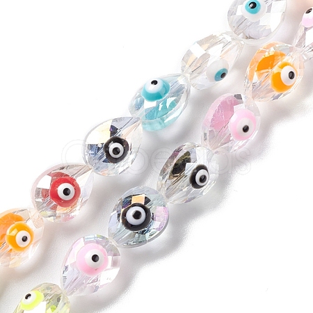 Transparent Evil Eye Glass Beads Strands LAMP-K037-05A-1