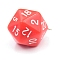 Opaque Acrylic Pendants, 20 Sided Dice Charm, Red, 27x20x20mm