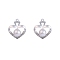 Alloy Rhinestone Pendants, with Plastic Imitation Pearl, Platinum, Heart, 25~30mm