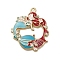 Alloy Enamel Pendants, with  Rhinestone, Mermaid Charm, Light Blue, 29.5x26x2.5mm, Hole: 1.8mm