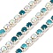 Rhinestone and Iron Cup Chain, with Spool, Blue Zircon, 2x2x2mm, about 32.81 Feet(10m)/Roll