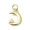 Brass Pendant, Moon, Real 18K Gold Plated, 13.5x8.5x1.5mm, Hole: 3mm